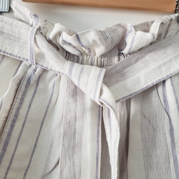Aritzia Wilfred Striped Linen Paperbag Shorts Sz 0 - Picture 4 of 9